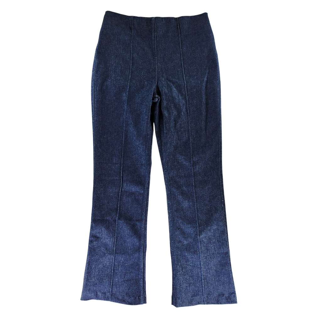 SPANX EveryWear Micro Flare Jeans Women L Raw Indigo High Rise Pull On 21161R